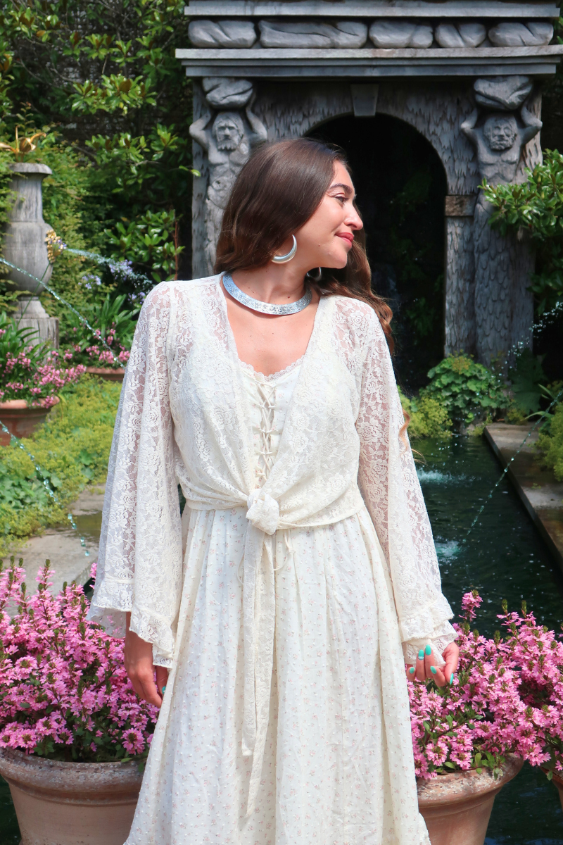 Venus Wrap Top in Parchment Cream Lace