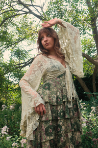 Venus Wrap Top in Pistachio Green Chantilly Lace