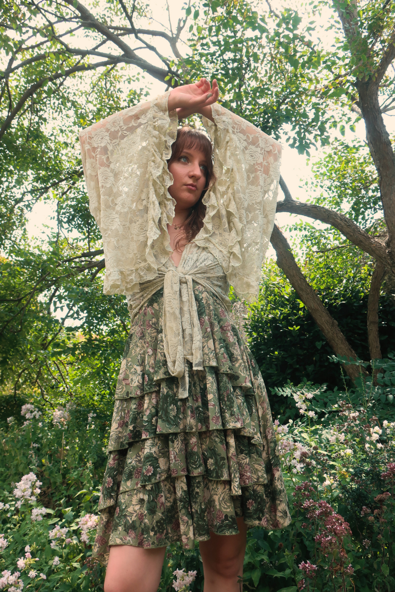Venus Wrap Top in Pistachio Green Chantilly Lace