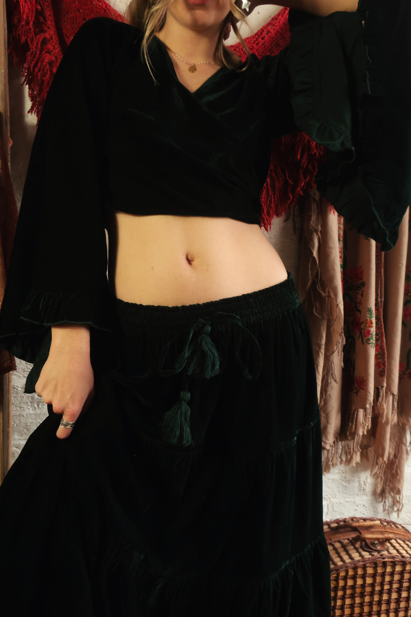 Khroma Venus Maxi Skirt in Nottingham Green Velvet