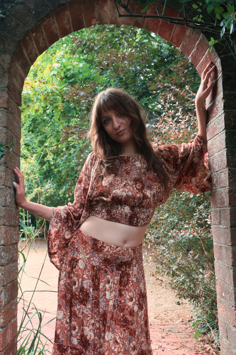 Scorpio Top in Terracotta Blush Floral