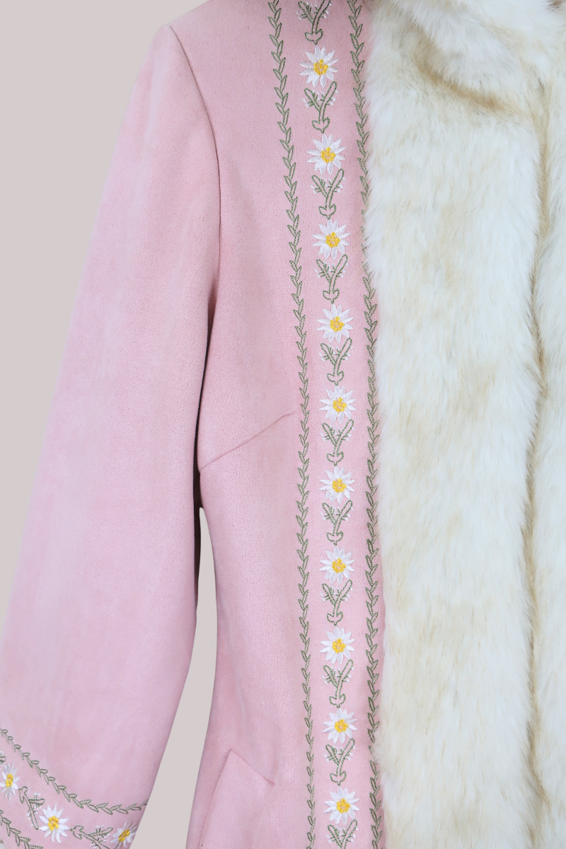 Suki Hooded Embroidered Afghan Coat in Middlemarch Pink