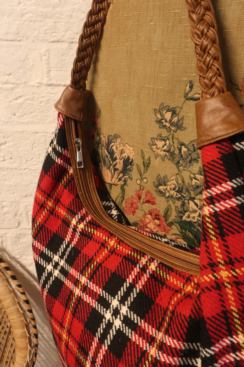 Vintage Bag - Red Tartan