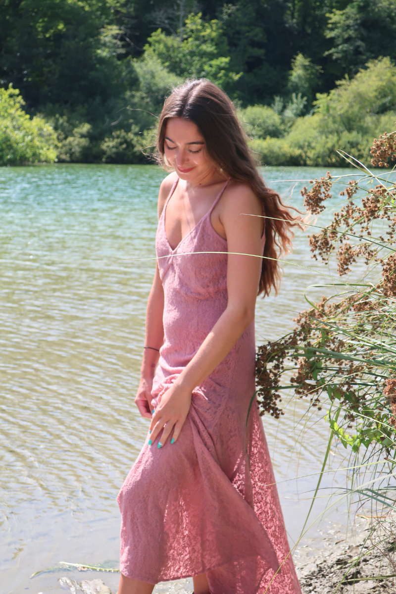 Eliza Maxi Dress in Fairytale Pink Lace