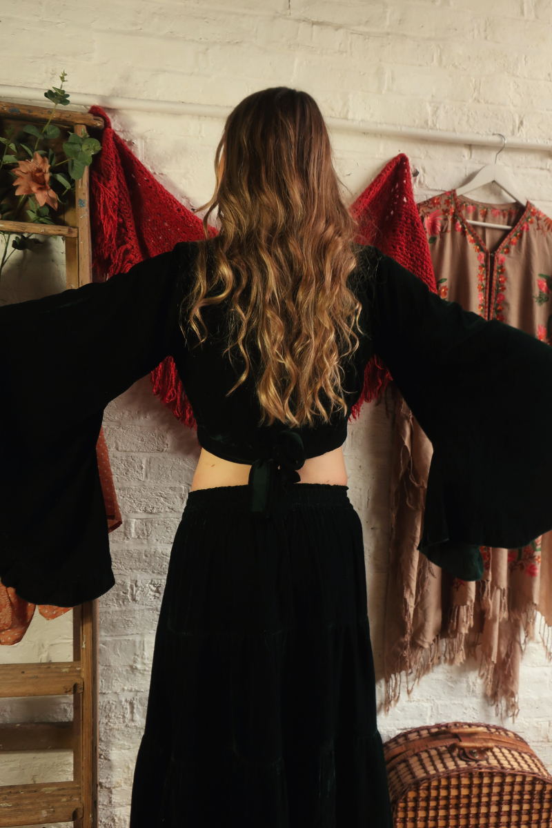 Khroma Venus Maxi Skirt in Nottingham Green Velvet