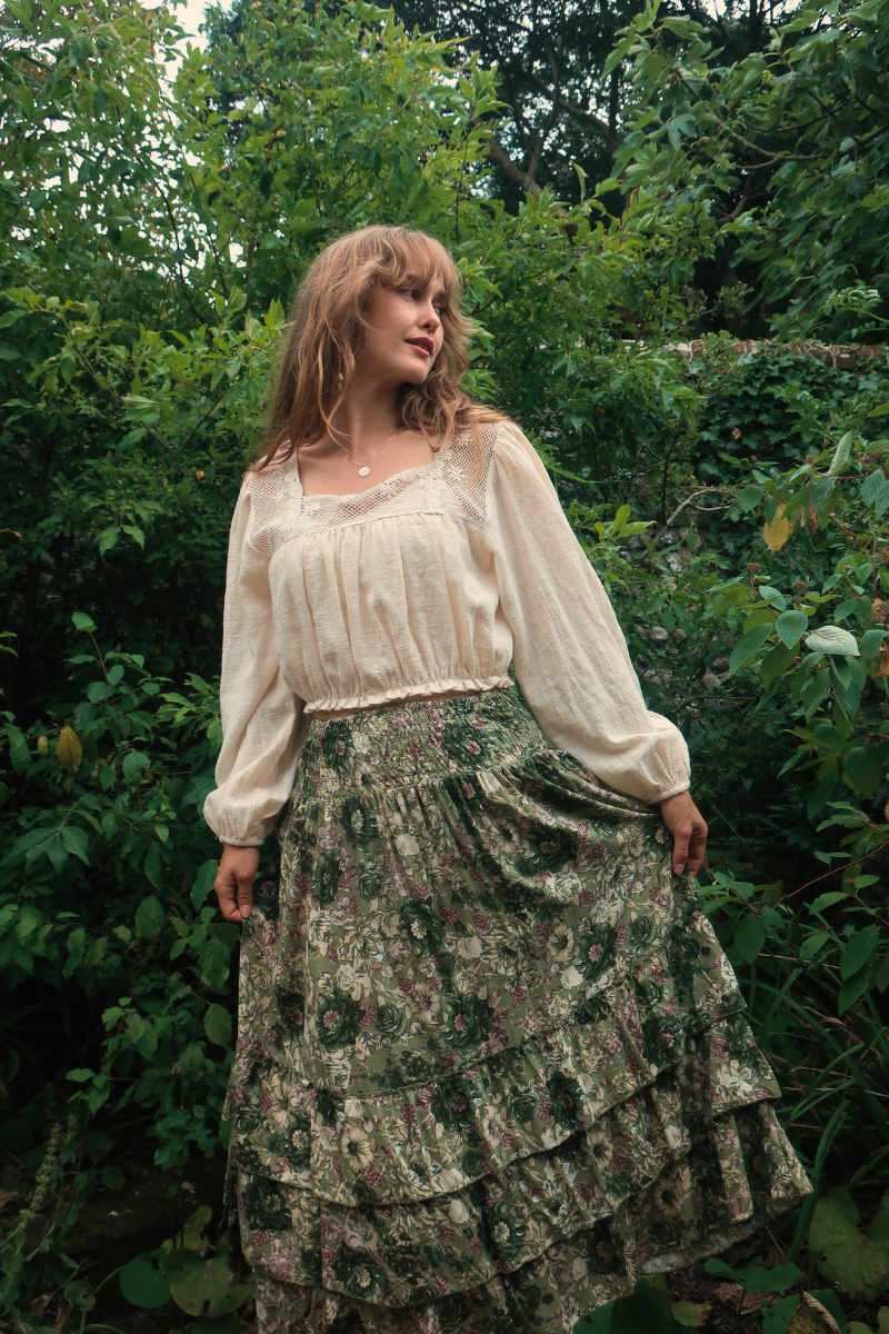 Sadie Crochet Cropped Blouse in Anthology White
