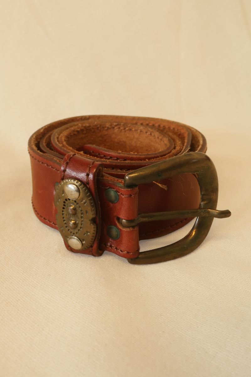 Vintage Belt - Brass Studded Leather