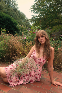 Celeste Babydoll Mini Dress in Daydream Pink Roses