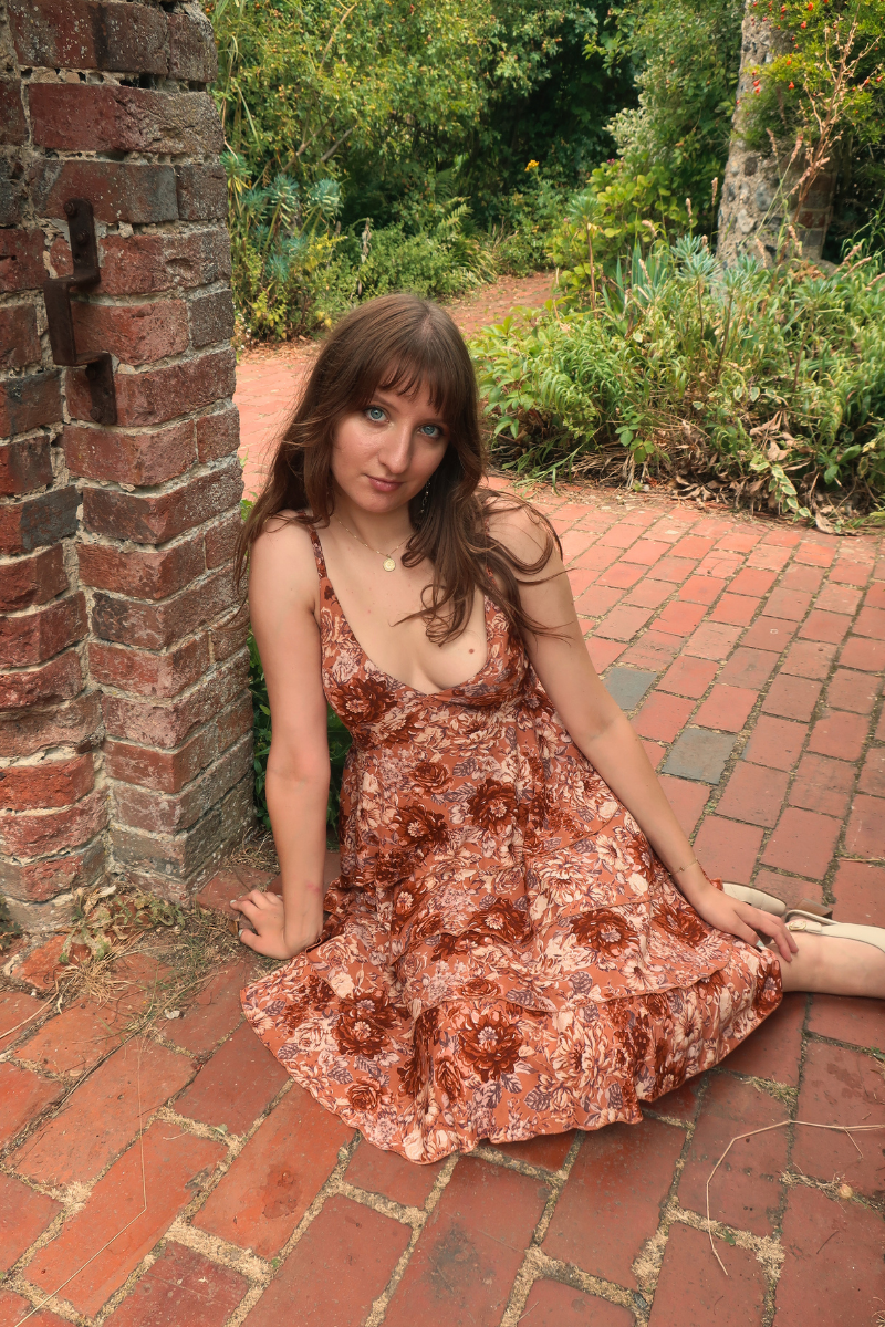 Celeste Babydoll Mini Dress in Terracotta Blush Floral