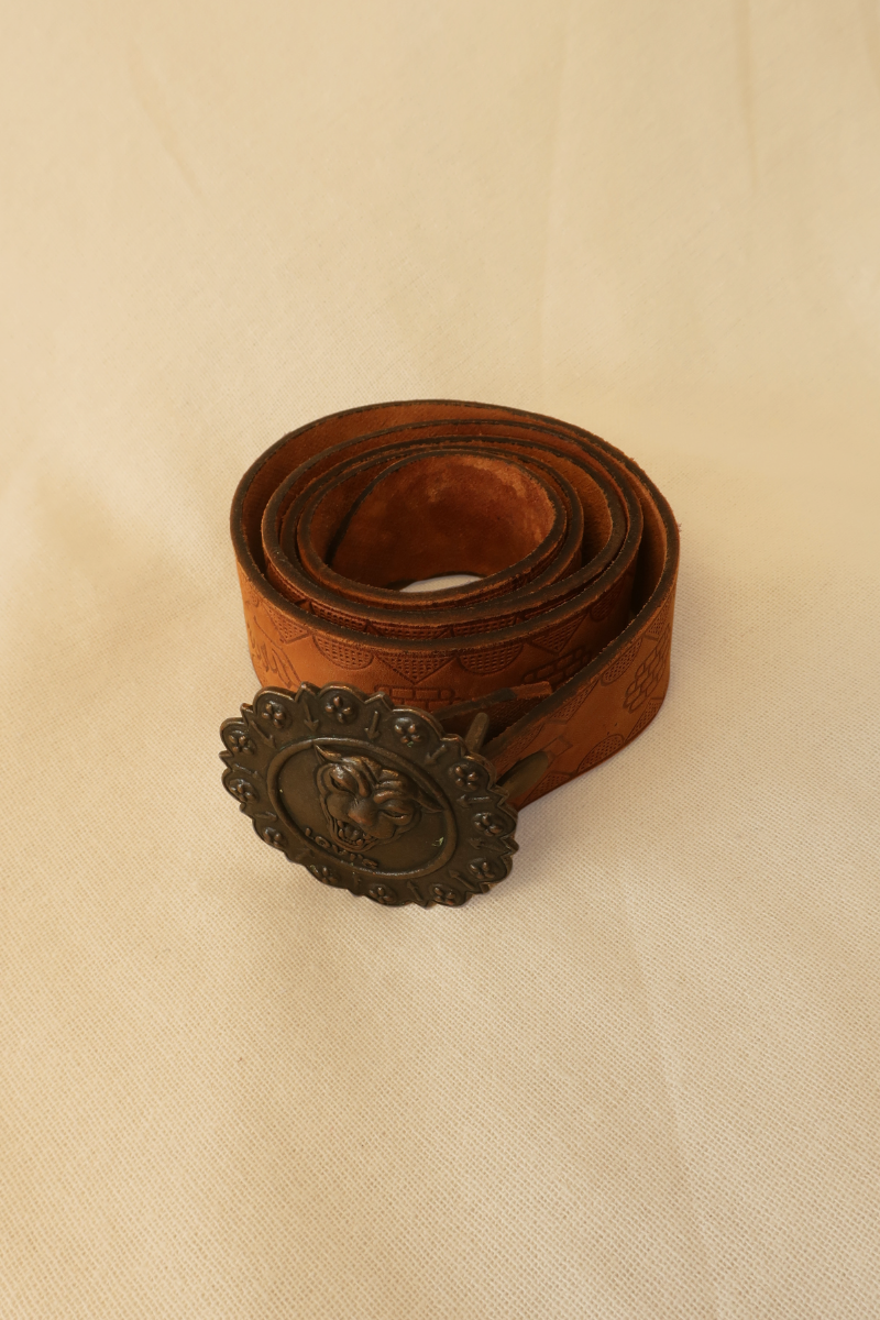 Vintage Belt - Embossed Panther Leather