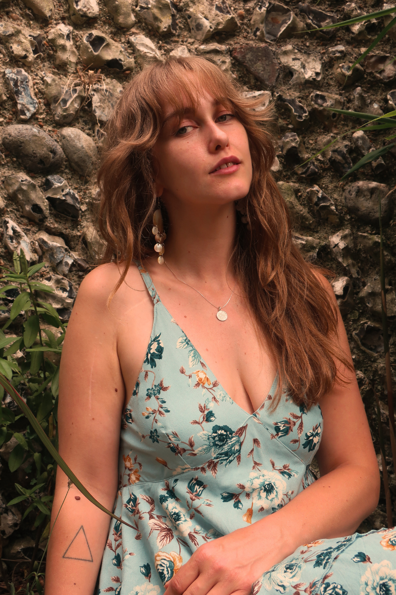 Celeste Babydoll Mini Dress in Breeze Blue Roses