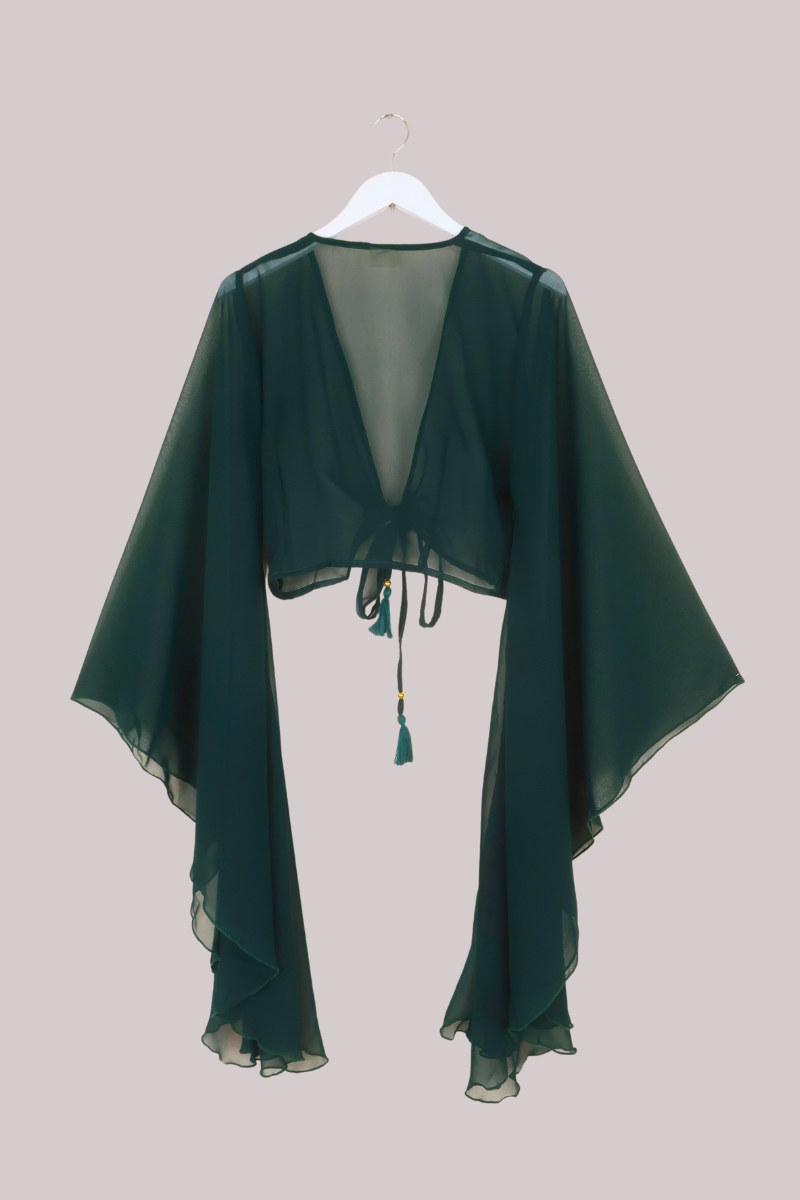 The Madonna Sheer Wrap Top in Nymph Green