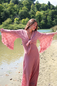 Venus Wrap Top in Fairytale Pink Lace