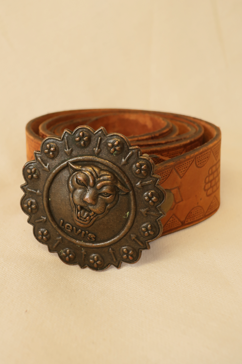 Vintage Belt - Embossed Panther Leather
