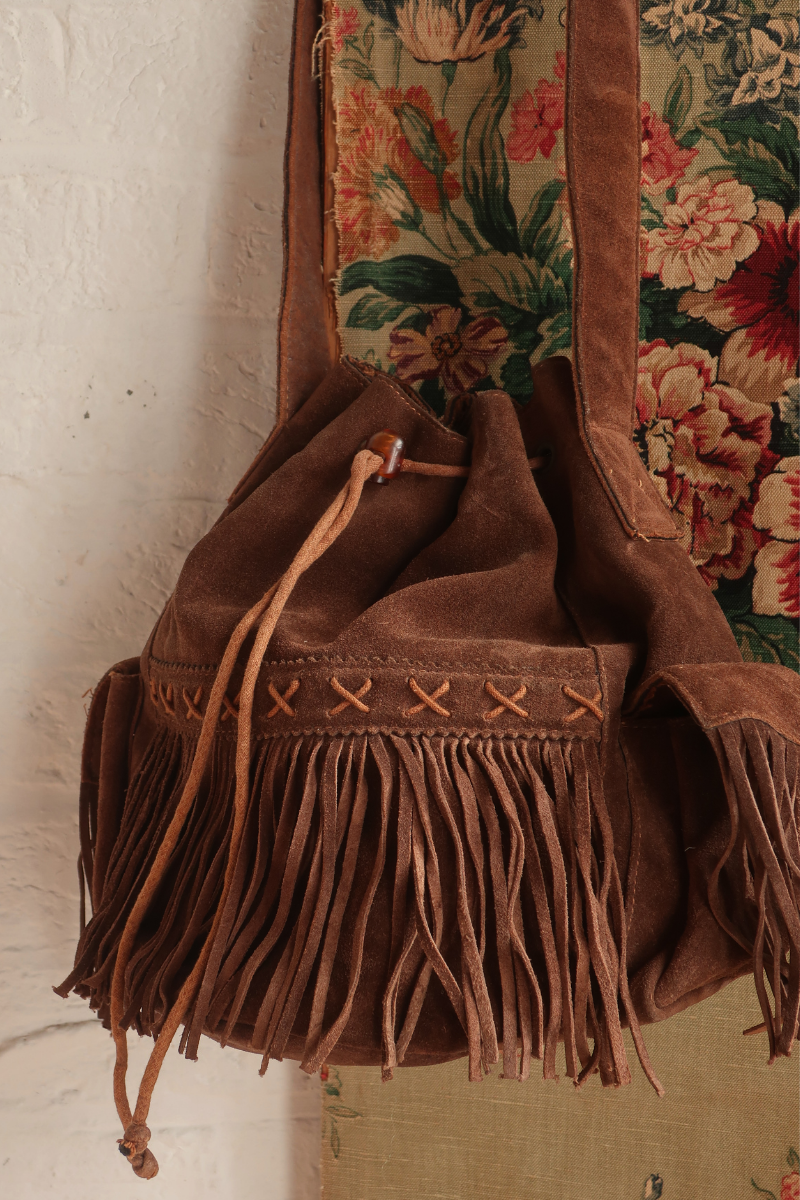 Vintage Bag - Suede Cocoa Tassels