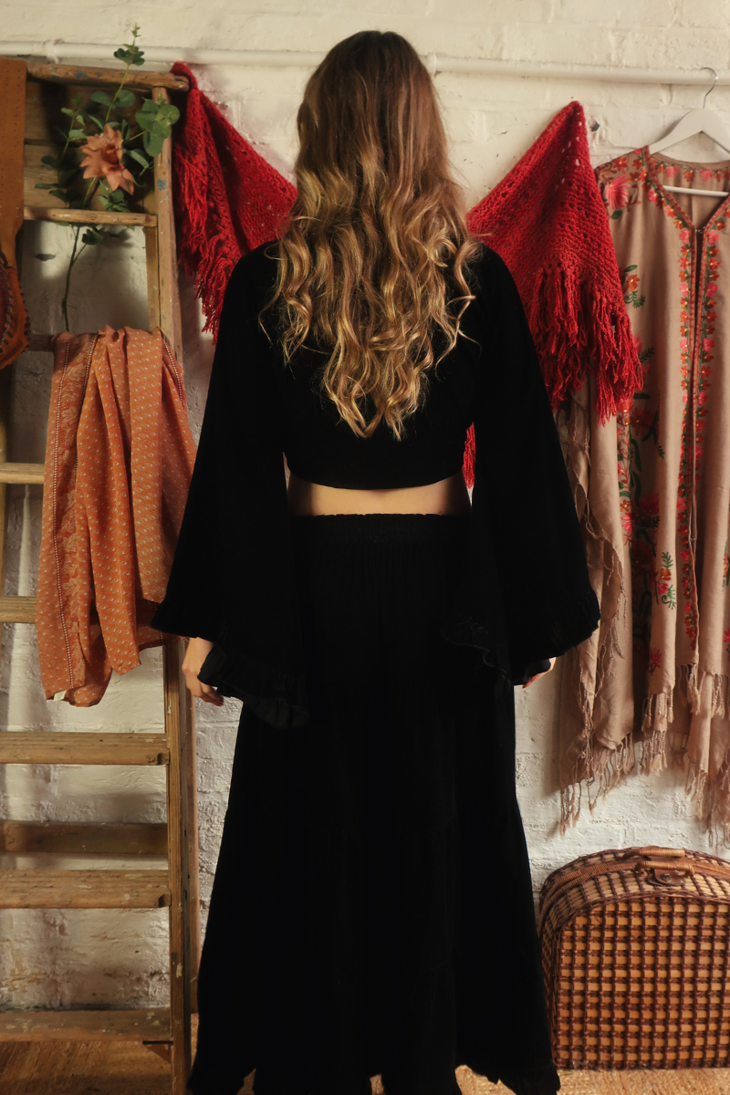 Khroma Venus Maxi Skirt in Black Dahlia Velvet