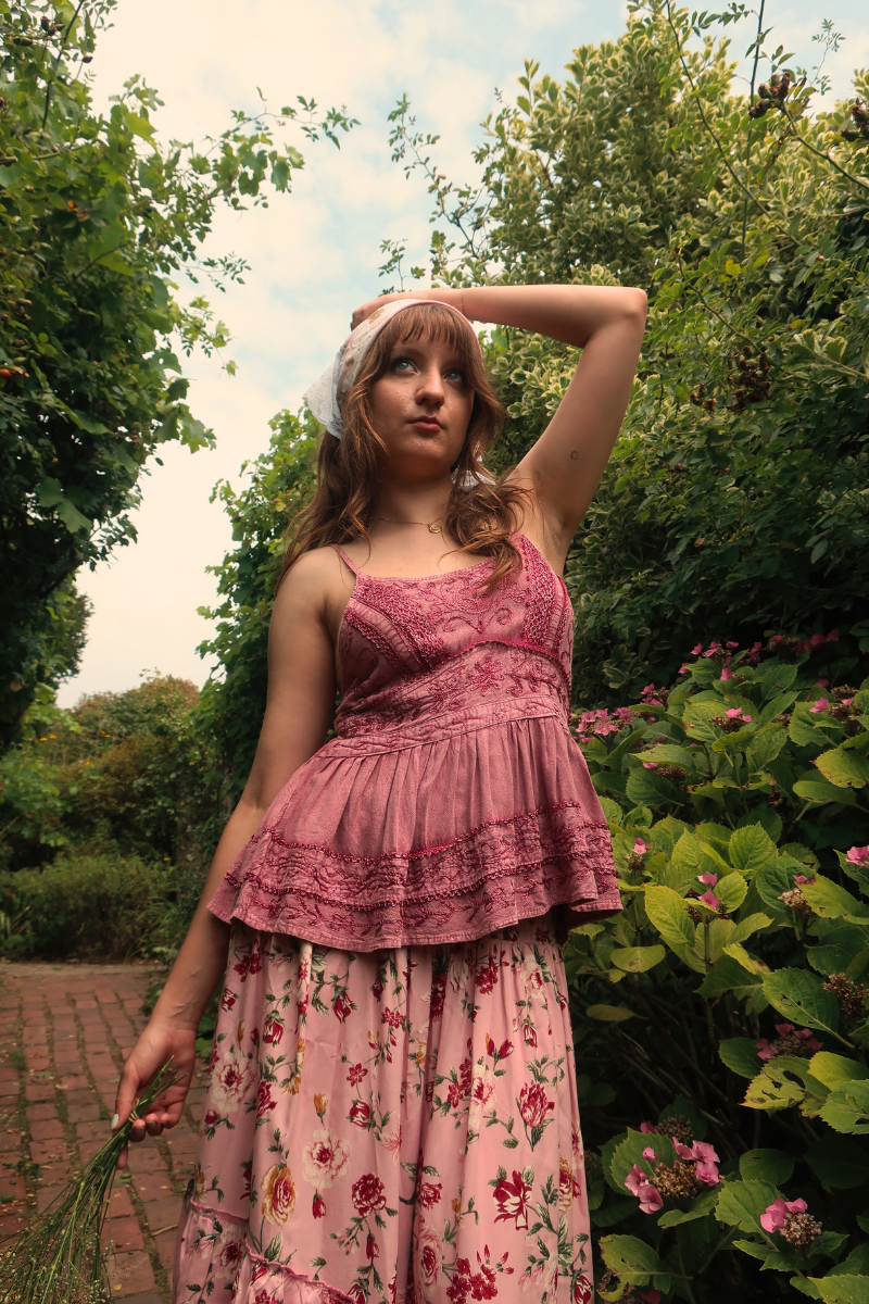 Embroidered Camisole in Berry Pink