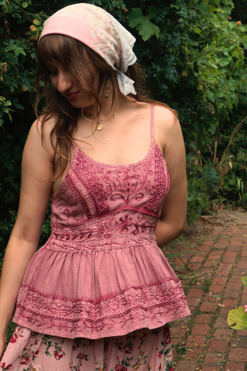 Vintage Lace Scarf in Pale Cherry Blossom