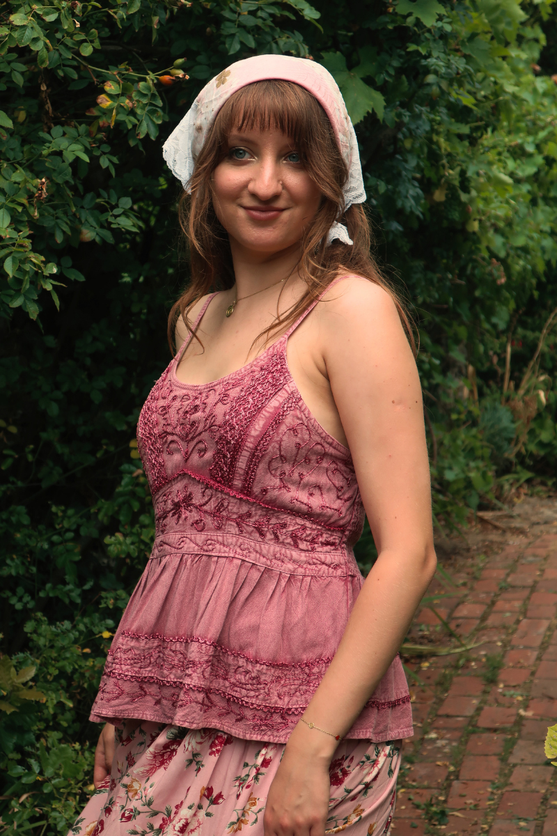 Embroidered Camisole in Berry Pink