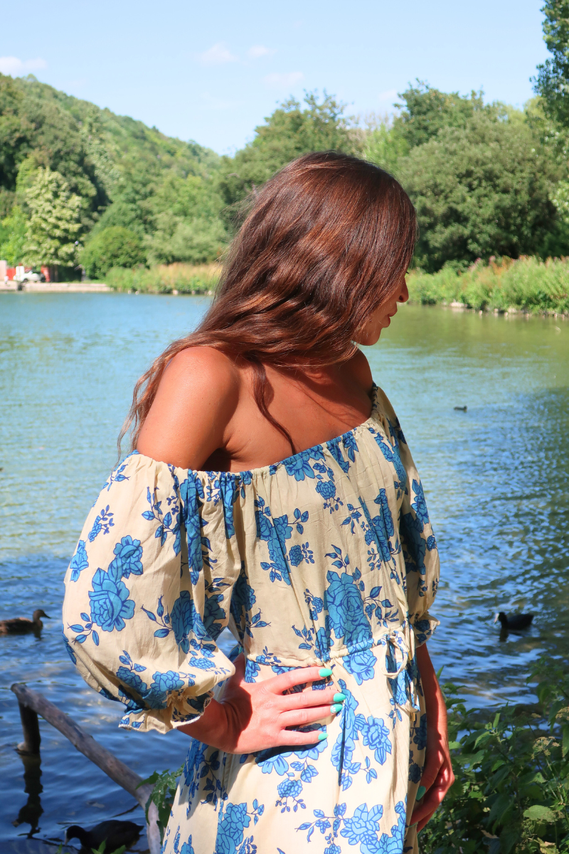 Rebecca Maxi Dress in Cordelia Blue Rose