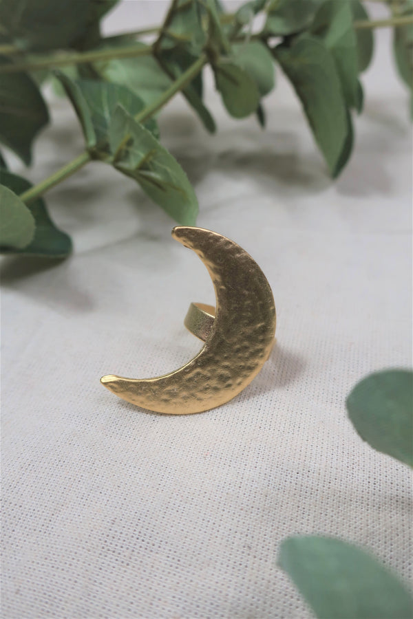 Crescent Moon - Gold plated Brass Ring