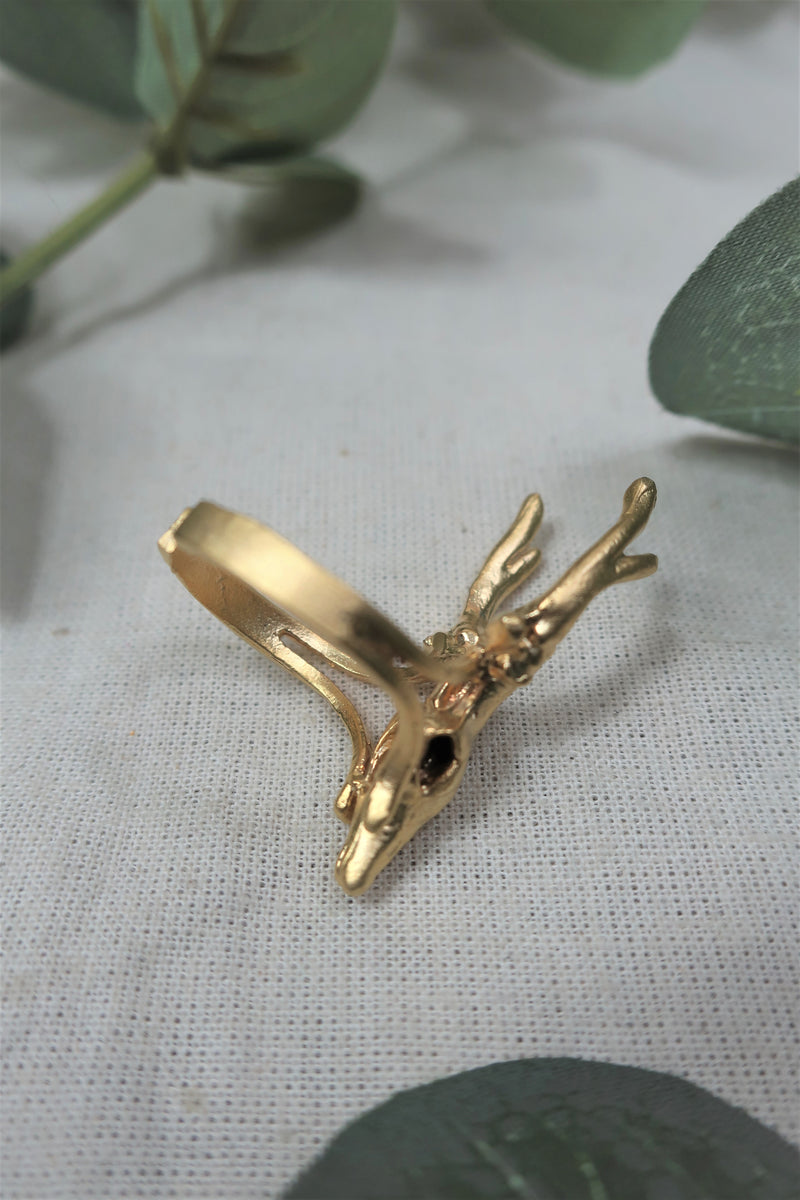 Mystic Deer- Gold plated Brass Ring