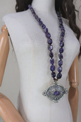 Artemis Amethyst and Silver Plated Amulet