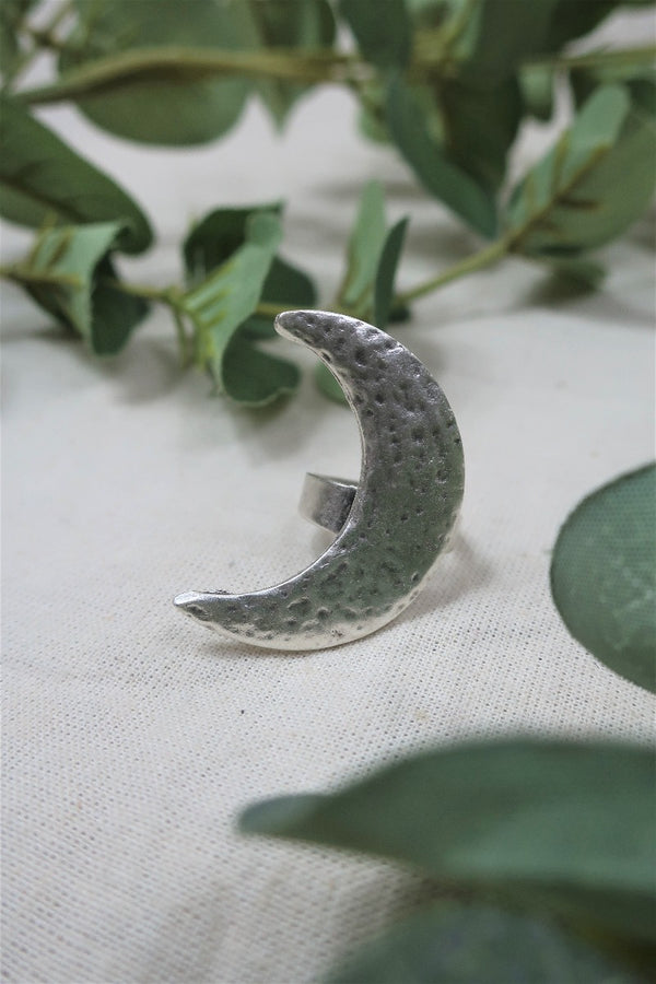 Crescent Moon - Silver plated Brass Turkish Ring -All About Audrey