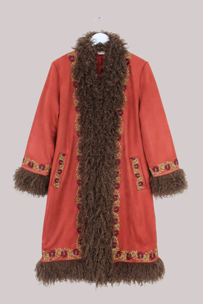 Fleetwood Embroidered Penny Lane Coat in Tusk Red