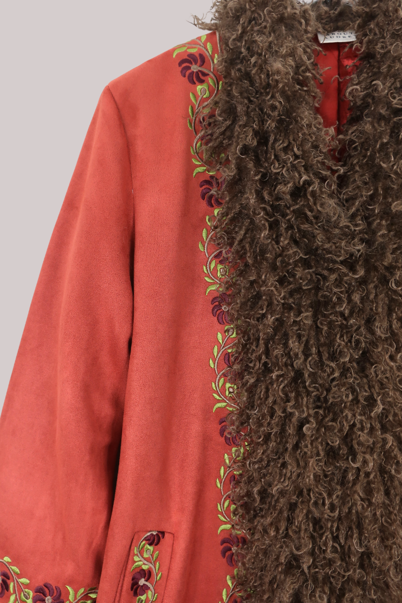 Fleetwood Embroidered Penny Lane Coat in Tusk Red
