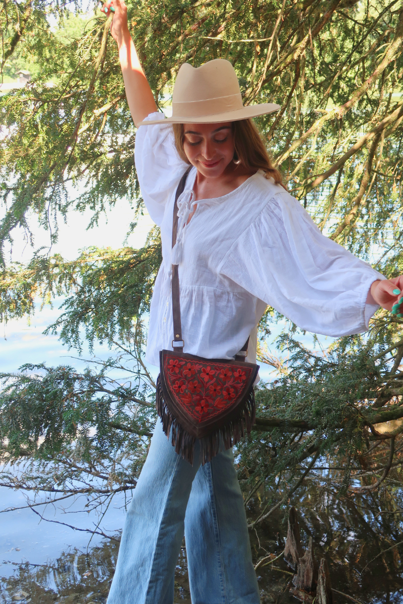 Iris Folk Top in Salt White