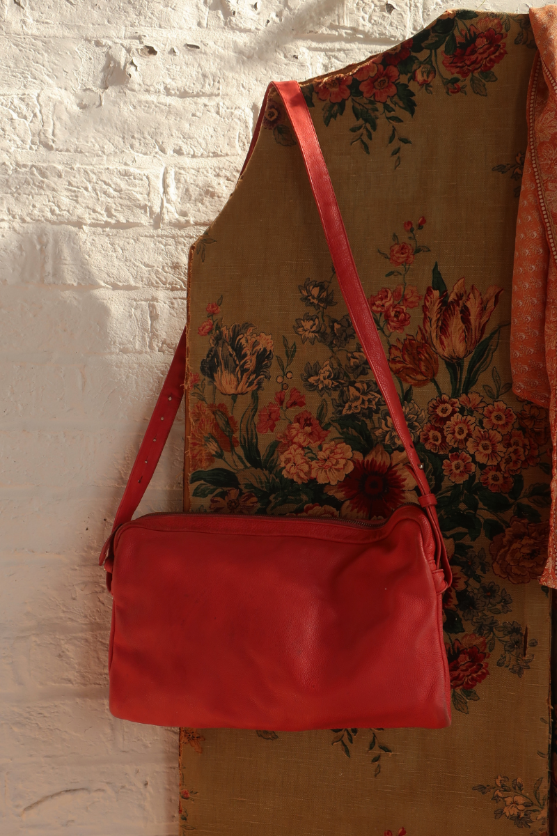 Vintage Bag - Strawberry Red Leather