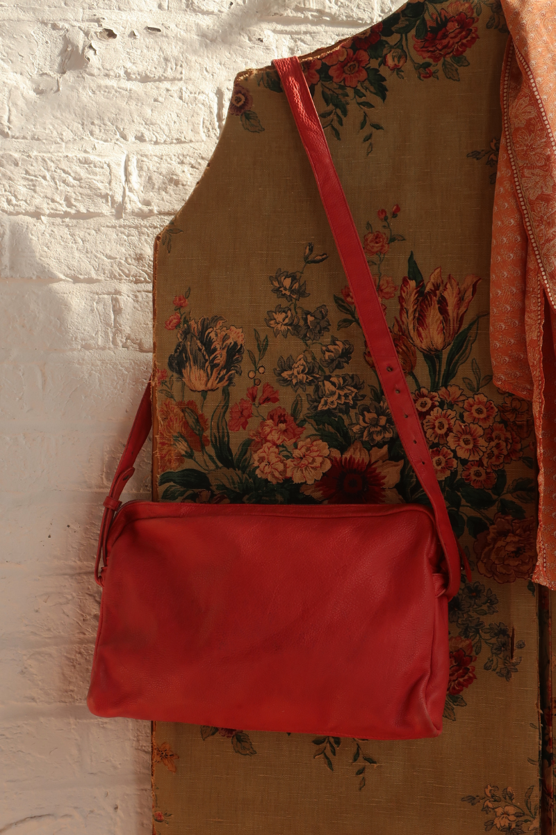 Vintage Bag - Strawberry Red Leather