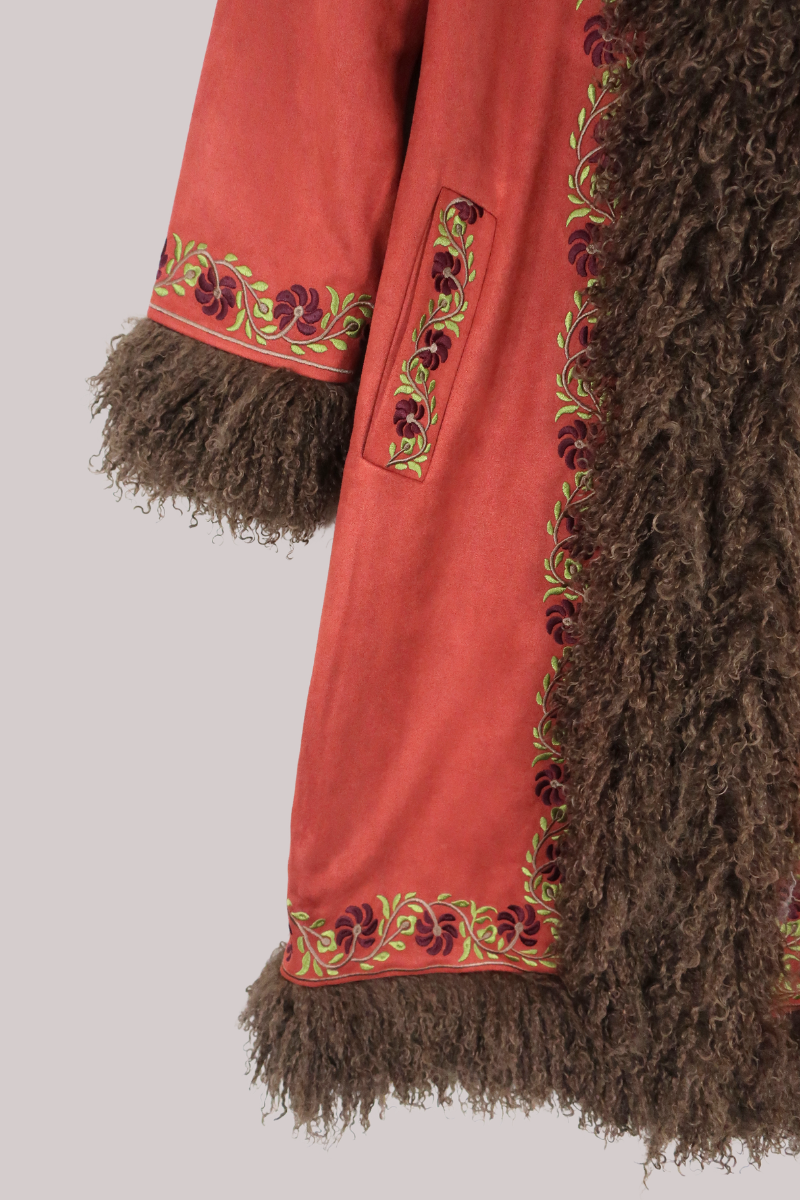 Fleetwood Embroidered Penny Lane Coat in Tusk Red