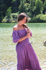Charlotte Maxi Dress in Memoir Purple Broderie Anglaise