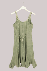 Indian Embroidered Mini Slip Dress in Dusty Sage - Free Size by All About Audrey