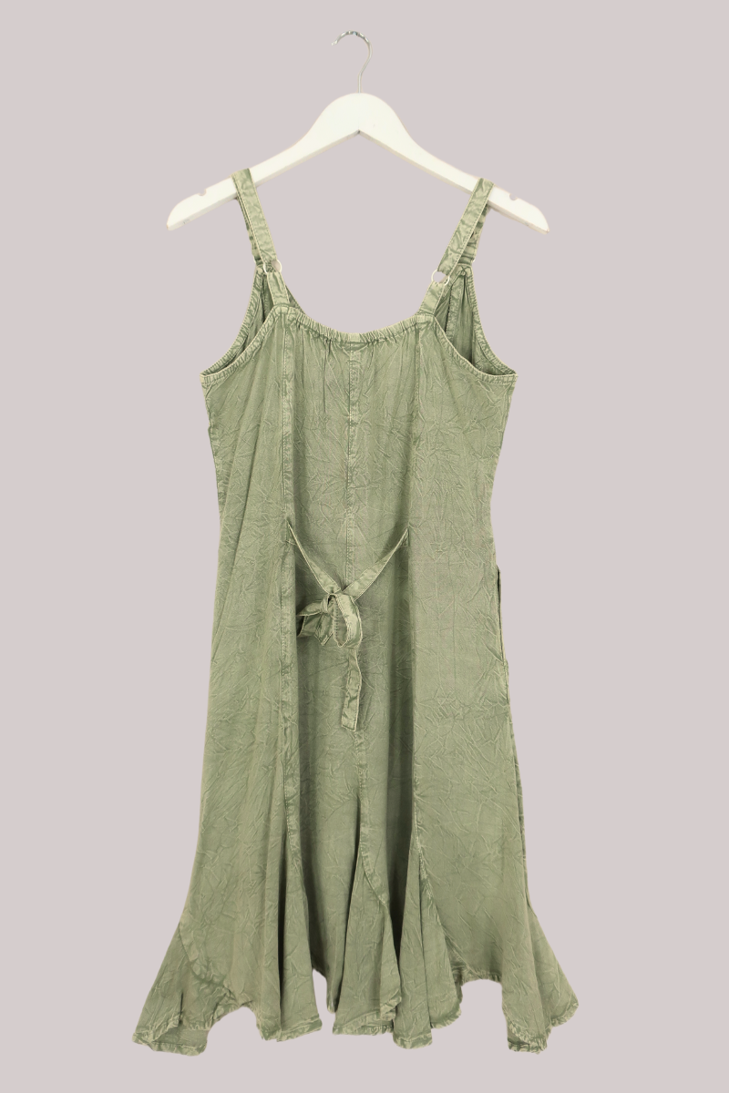 Indian Embroidered Mini Slip Dress in Dusty Sage - Free Size by All About Audrey