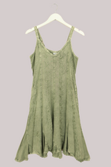 Indian Embroidered Mini Slip Dress in Dusty Sage - Free Size by All About Audrey