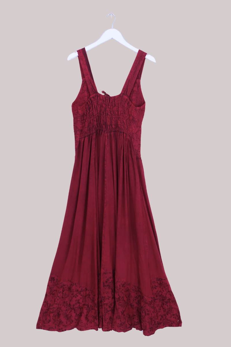Embroidered Corset Maxi in Burgundy Pink Floral - Free Size by All About Audrey
