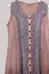 Indian Sleeveless Kaftan Midi in Heather Pink Floral by All About Audrey
