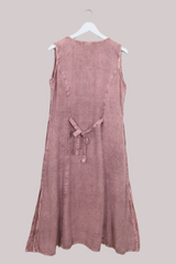 Indian Sleeveless Kaftan Midi in Heather Pink Floral by All About Audrey