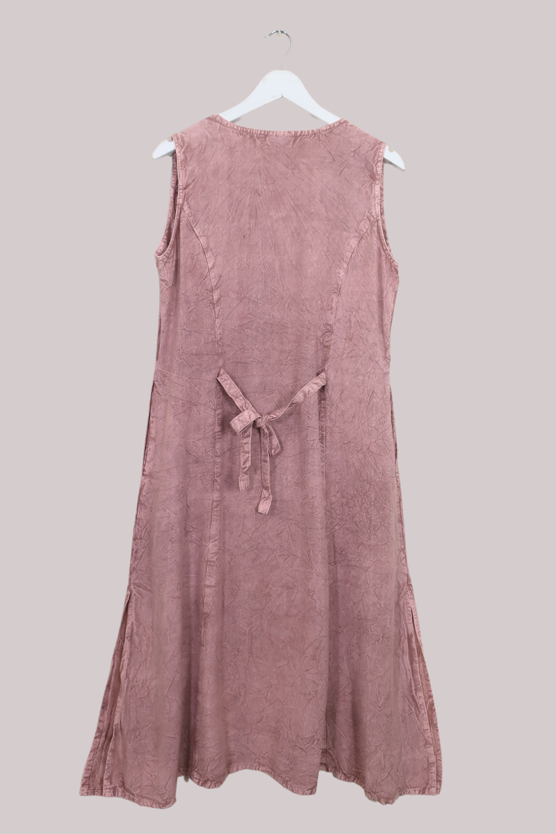 Indian Sleeveless Kaftan Midi in Heather Pink Floral by All About Audrey