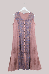 Indian Sleeveless Kaftan Midi in Heather Pink Floral by All About Audrey