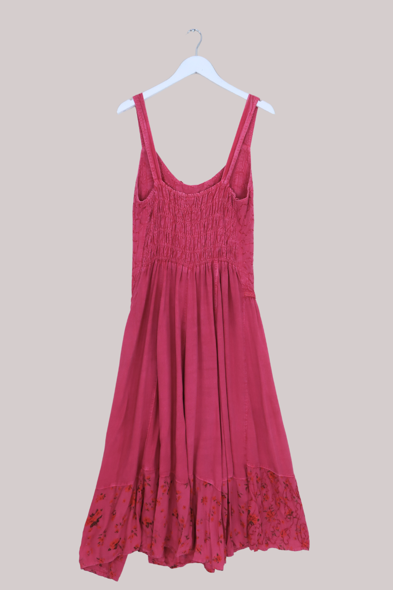 Indian Embroidered Corset Maxi in Berry Pink Floral by All About Audrey