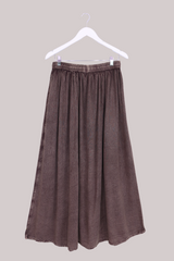 Embroidered Drawstring Maxi Skirt in Dark Mauve - Free Size