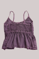 Embroidered Peplum Cami Top in Wildflower Purple - Free Size