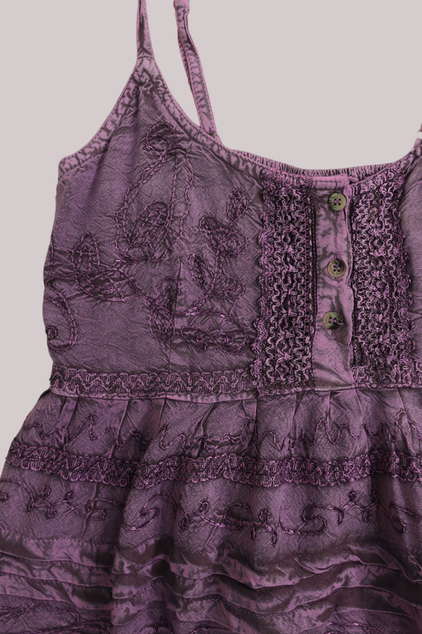 Embroidered Peplum Cami Top in Wildflower Purple - Free Size