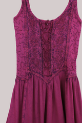 Embroidered Corset Maxi in Fuchsia Purple Floral - Free Size by All About Audrey