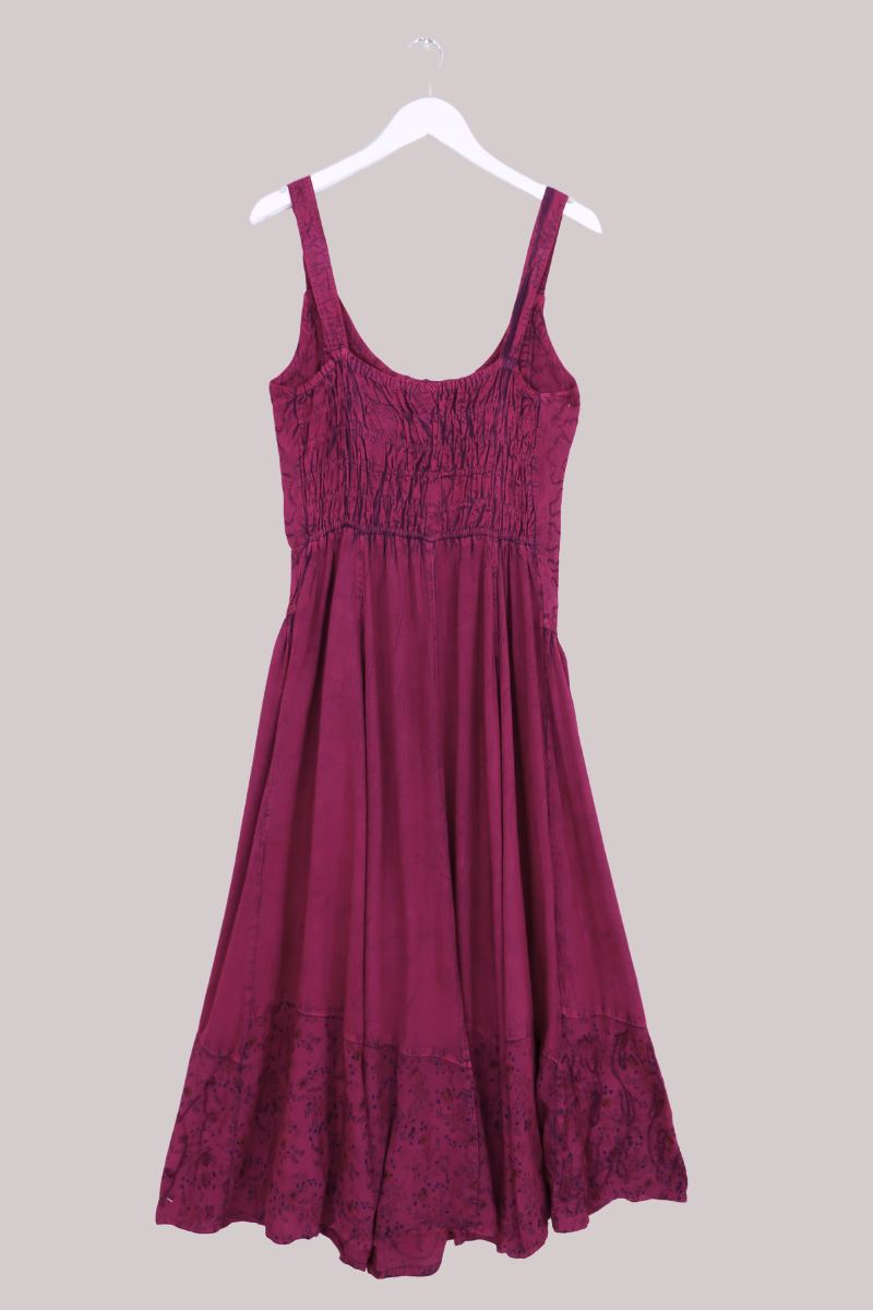 Embroidered Corset Maxi in Fuchsia Purple Floral - Free Size by All About Audrey