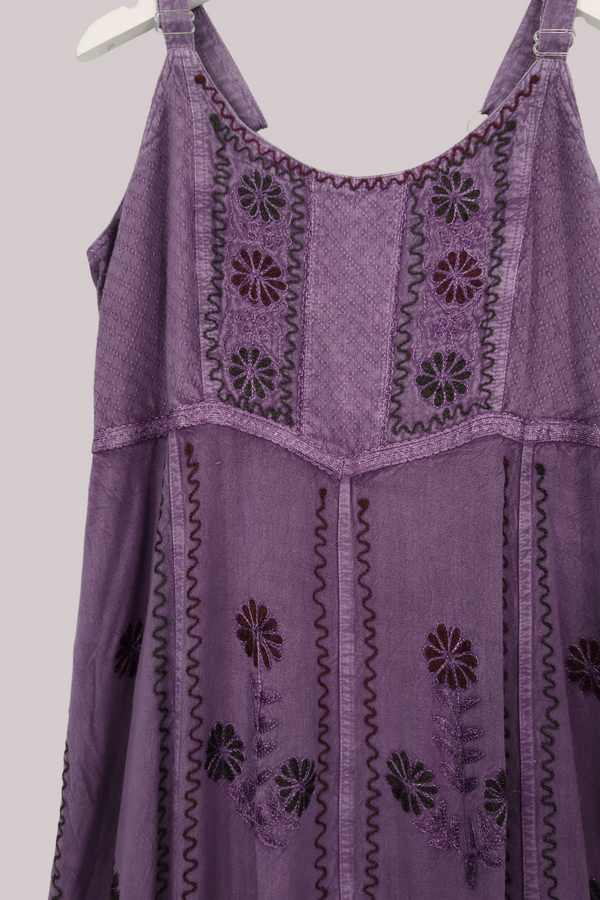 Indian Embroidered Sundress in Lilac Haze - Free Size 3XL by All About Audrey